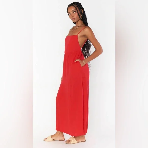 Show Me Your MuMu Julia Maxi Dress - Red Linen - Picture 3 of 13